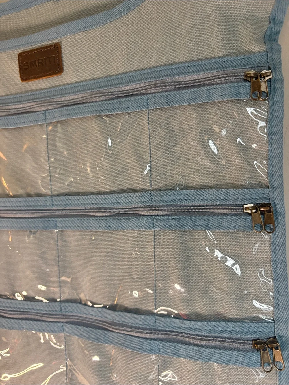 Light Blue Hanging Clear Pocket Organizer - Home Storage